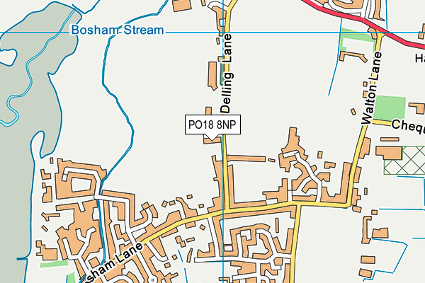 Delling Close Cricket Ground (Bosham Cricket Club) map (PO18 8NP) - OS VectorMap District (Ordnance Survey)