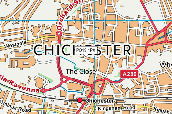 PO19 1PX map - OS VectorMap District (Ordnance Survey)