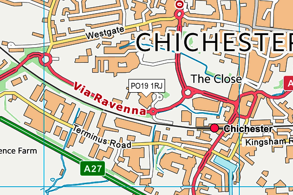 Westgate Leisure Chichester map (PO19 1RJ) - OS VectorMap District (Ordnance Survey)