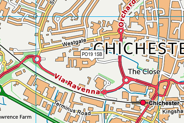 Chichester College Sports Centre map (PO19 1SB) - OS VectorMap District (Ordnance Survey)