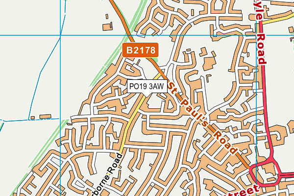 PO19 3AW map - OS VectorMap District (Ordnance Survey)