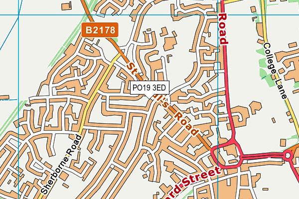 PO19 3ED map - OS VectorMap District (Ordnance Survey)