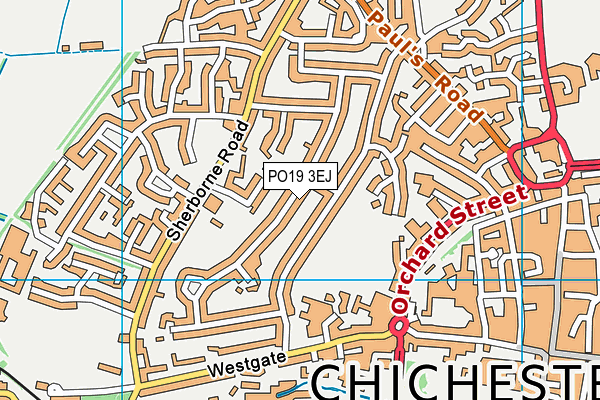 PO19 3EJ map - OS VectorMap District (Ordnance Survey)