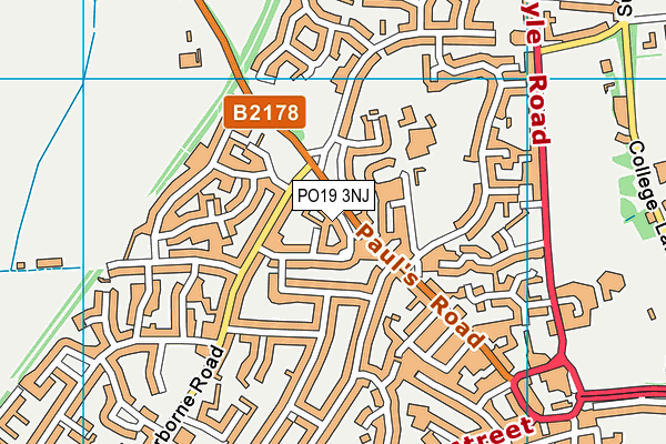 PO19 3NJ map - OS VectorMap District (Ordnance Survey)
