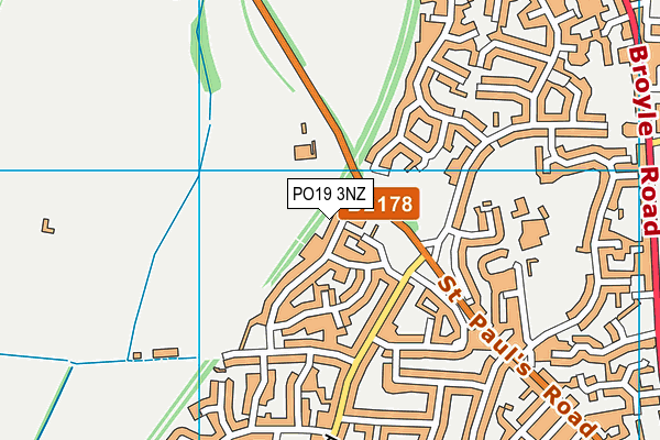 PO19 3NZ map - OS VectorMap District (Ordnance Survey)