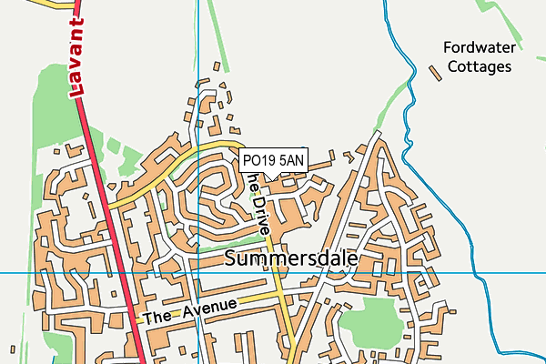 PO19 5AN map - OS VectorMap District (Ordnance Survey)