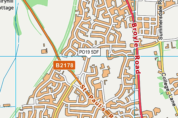 PO19 5DF map - OS VectorMap District (Ordnance Survey)