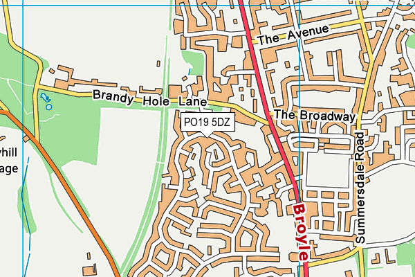 PO19 5DZ map - OS VectorMap District (Ordnance Survey)
