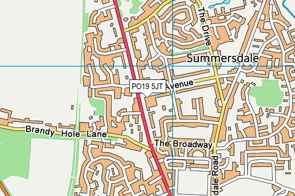 PO19 5JT map - OS VectorMap District (Ordnance Survey)