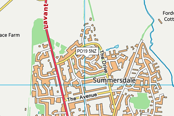 PO19 5NZ map - OS VectorMap District (Ordnance Survey)