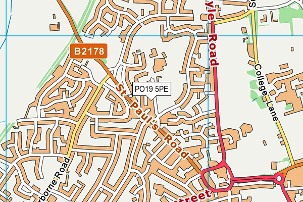 PO19 5PE map - OS VectorMap District (Ordnance Survey)