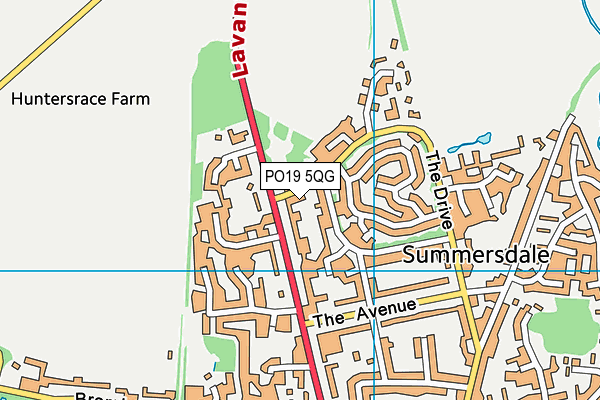 PO19 5QG map - OS VectorMap District (Ordnance Survey)