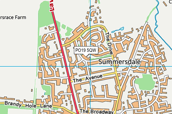 PO19 5QW map - OS VectorMap District (Ordnance Survey)