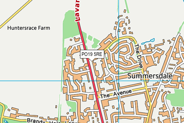 PO19 5RE map - OS VectorMap District (Ordnance Survey)