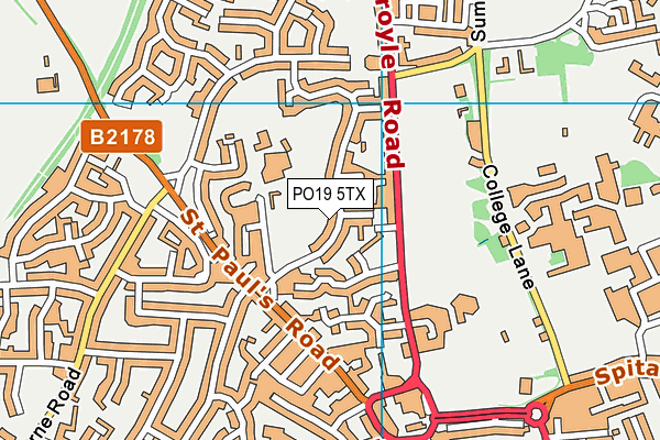 PO19 5TX map - OS VectorMap District (Ordnance Survey)