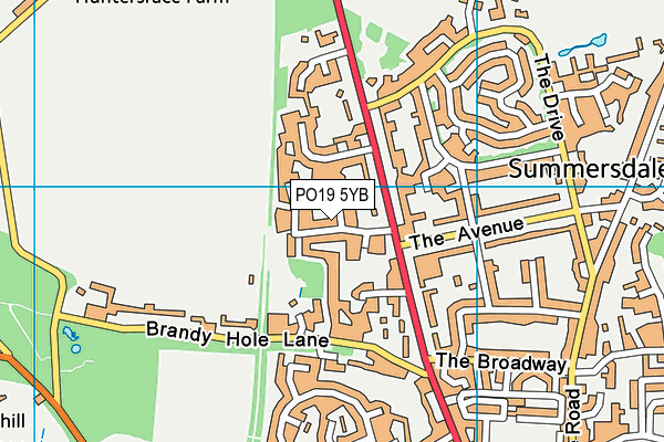 PO19 5YB map - OS VectorMap District (Ordnance Survey)
