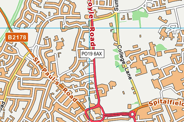 PO19 6AX map - OS VectorMap District (Ordnance Survey)