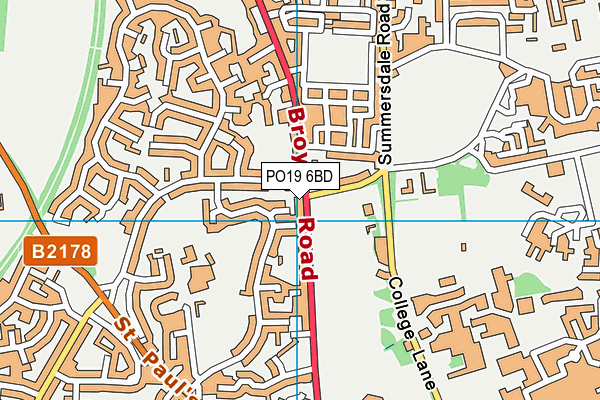 PO19 6BD map - OS VectorMap District (Ordnance Survey)