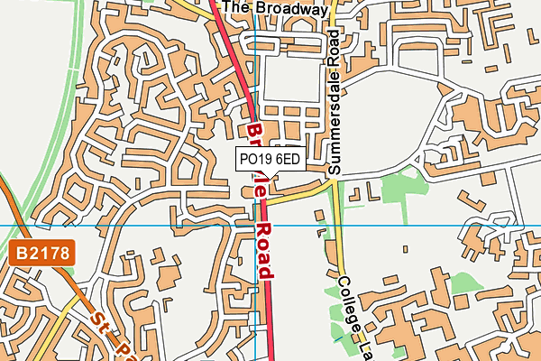 PO19 6ED map - OS VectorMap District (Ordnance Survey)