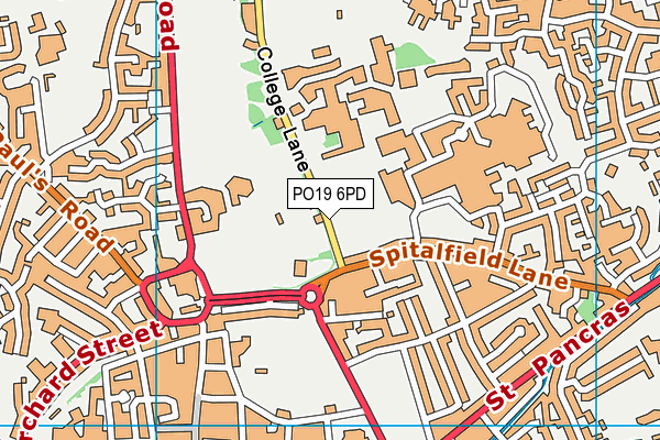 PO19 6PD map - OS VectorMap District (Ordnance Survey)
