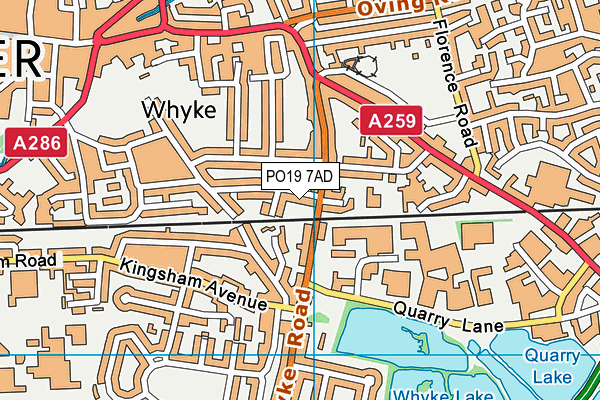 PO19 7AD map - OS VectorMap District (Ordnance Survey)