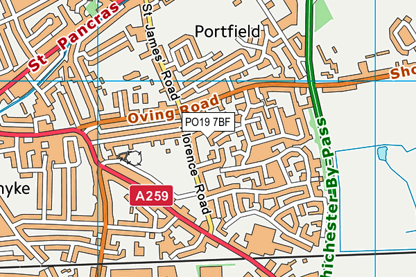 PO19 7BF map - OS VectorMap District (Ordnance Survey)