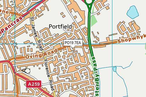 PO19 7EA map - OS VectorMap District (Ordnance Survey)