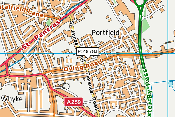 PO19 7GJ map - OS VectorMap District (Ordnance Survey)