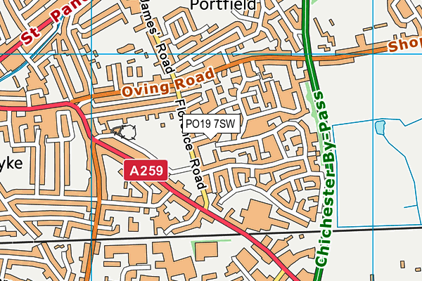 PO19 7SW map - OS VectorMap District (Ordnance Survey)