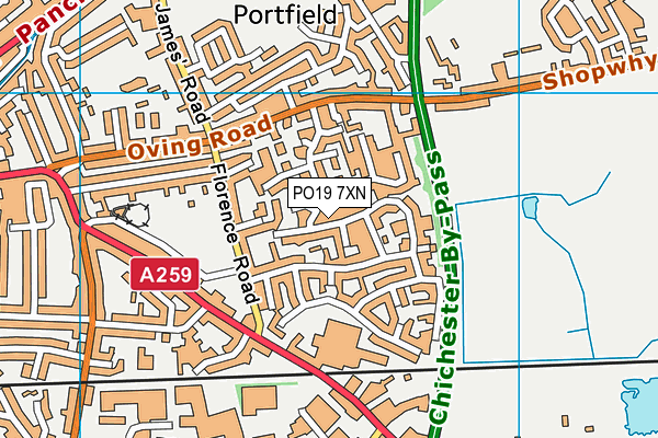 PO19 7XN map - OS VectorMap District (Ordnance Survey)