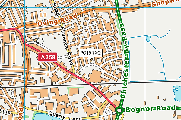 PO19 7XQ map - OS VectorMap District (Ordnance Survey)