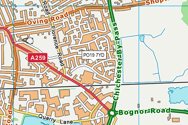PO19 7YD map - OS VectorMap District (Ordnance Survey)