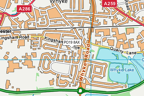 PO19 8AX map - OS VectorMap District (Ordnance Survey)
