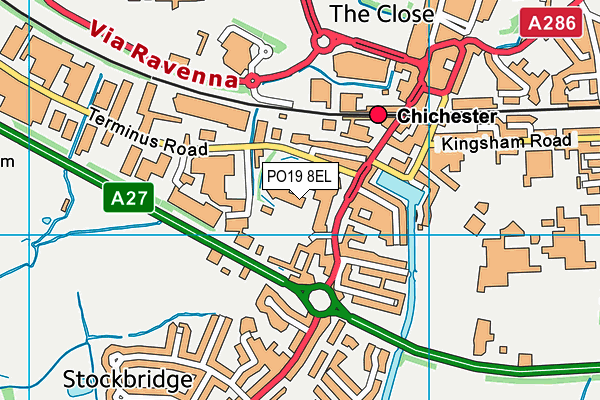 Nuffield Health (Chichester) map (PO19 8EL) - OS VectorMap District (Ordnance Survey)