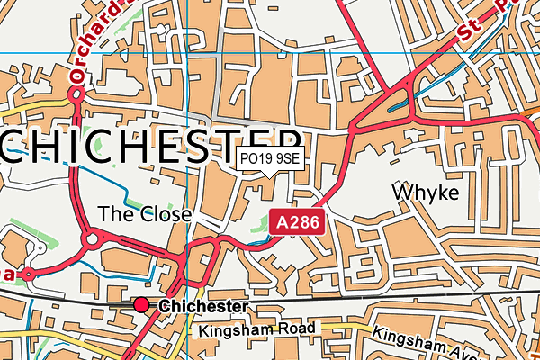 PO19 9SE map - OS VectorMap District (Ordnance Survey)