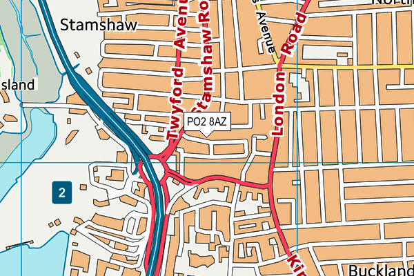 PO2 8AZ map - OS VectorMap District (Ordnance Survey)