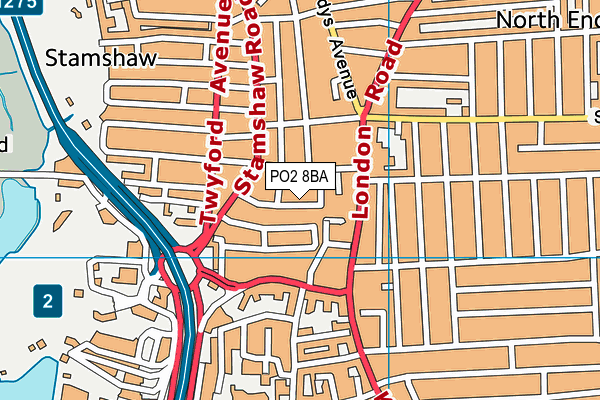 PO2 8BA map - OS VectorMap District (Ordnance Survey)