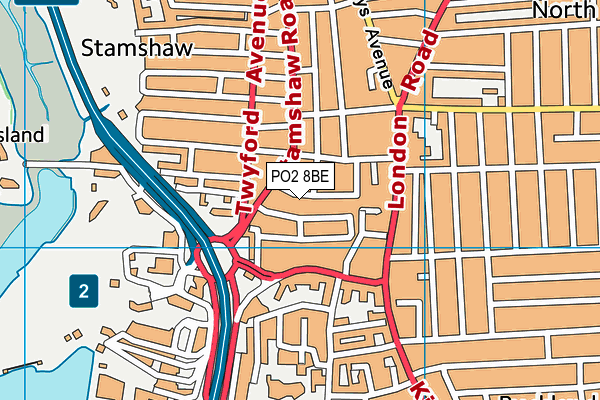 PO2 8BE map - OS VectorMap District (Ordnance Survey)