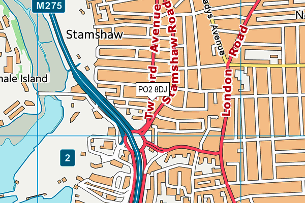 PO2 8DJ map - OS VectorMap District (Ordnance Survey)