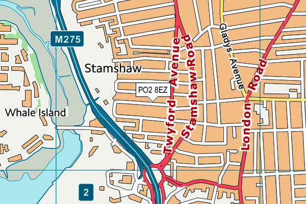 PO2 8EZ map - OS VectorMap District (Ordnance Survey)