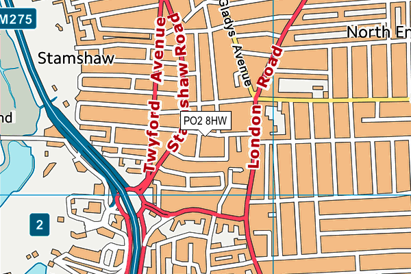 PO2 8HW map - OS VectorMap District (Ordnance Survey)