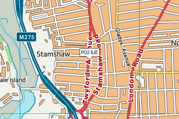 PO2 8JE map - OS VectorMap District (Ordnance Survey)