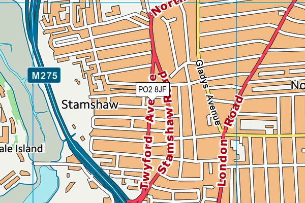 PO2 8JF map - OS VectorMap District (Ordnance Survey)