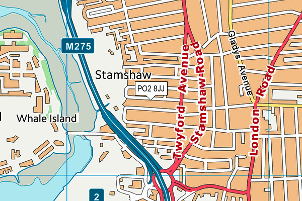 PO2 8JJ map - OS VectorMap District (Ordnance Survey)