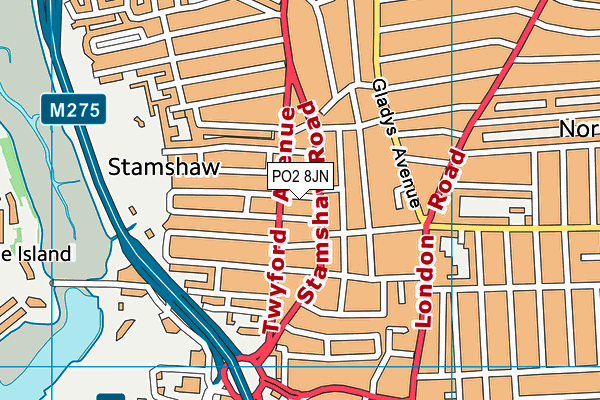 PO2 8JN map - OS VectorMap District (Ordnance Survey)