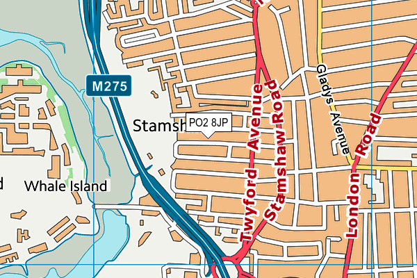 PO2 8JP map - OS VectorMap District (Ordnance Survey)