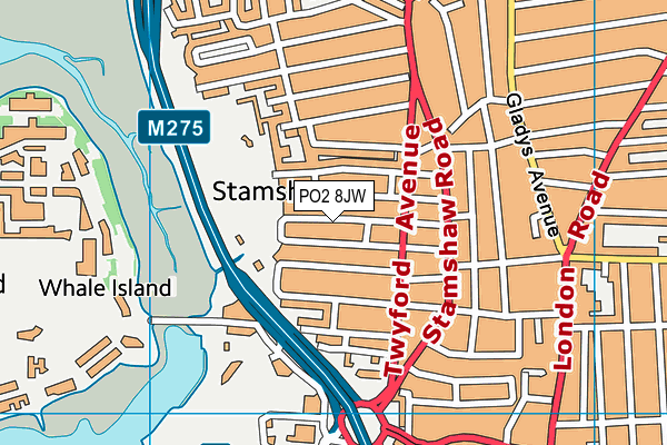 PO2 8JW map - OS VectorMap District (Ordnance Survey)