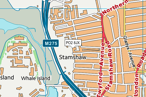 PO2 8JX map - OS VectorMap District (Ordnance Survey)