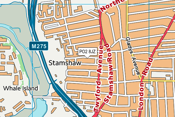 PO2 8JZ map - OS VectorMap District (Ordnance Survey)