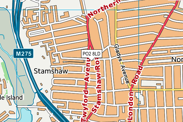 PO2 8LD map - OS VectorMap District (Ordnance Survey)